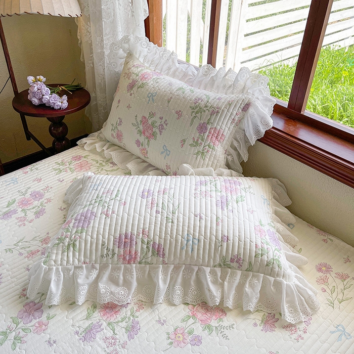 91家纺网 家纺一手货源 找家纺 罗艺轩 2025新款全棉印花床笠式床裙三件套 花清雅香