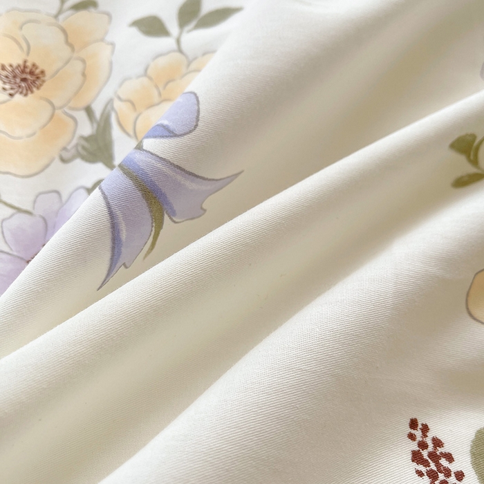 91家纺网 家纺一手货源 找家纺 罗艺轩 2025新款全棉印花床笠式床裙三件套 迷雾花漾