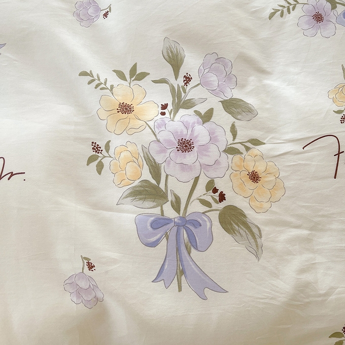 91家纺网 家纺一手货源 找家纺 罗艺轩 2025新款全棉印花床笠式床裙三件套 迷雾花漾