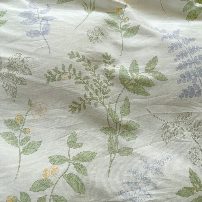 91家纺网 家纺一手货源 找家纺 罗艺轩 2025新款全棉印花床笠式床裙三件套 沁语花叶