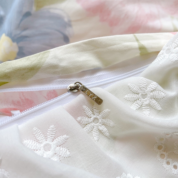 91家纺网 家纺一手货源 找家纺 罗艺轩 2025新款全棉印花床笠式床裙三件套 斐叶花影