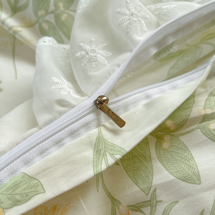 91家纺网 家纺一手货源 找家纺 罗艺轩 2025新款全棉印花床笠式床裙三件套 沁语花叶