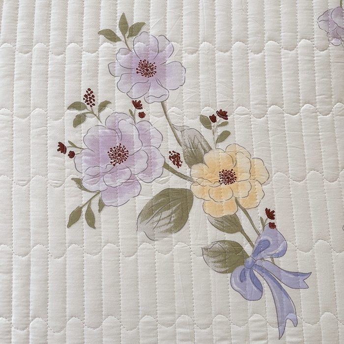 91家纺网 家纺一手货源 找家纺 罗艺轩 2025新款全棉印花床笠式花边床裙四件套 迷雾花漾