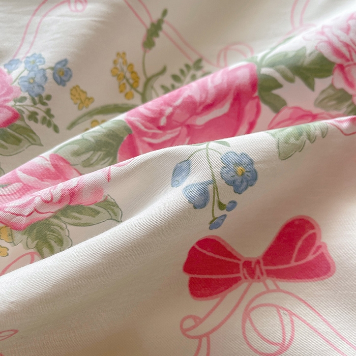 91家纺网 家纺一手货源 找家纺 罗艺轩 2025新款全棉印花床笠式花边床裙四件套 仲夏美梦