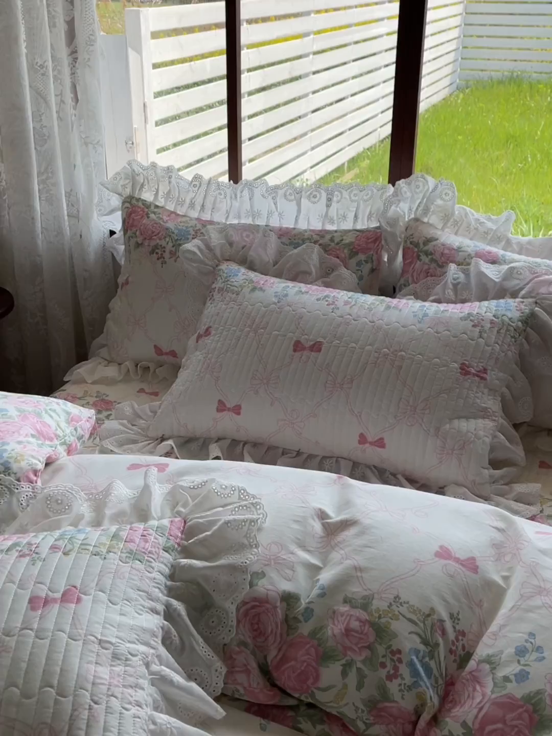 91家纺网 家纺一手货源 找家纺 罗艺轩 2025新款全棉印花床笠式花边床裙四件套 仲夏美梦