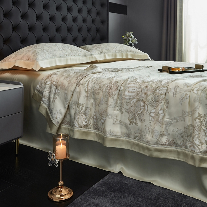 91家纺网 家纺一手货源 找家纺 桂雅居 2025新款60支莱赛尔数码印花蚕丝夏被-蚕小青 悸川-黄