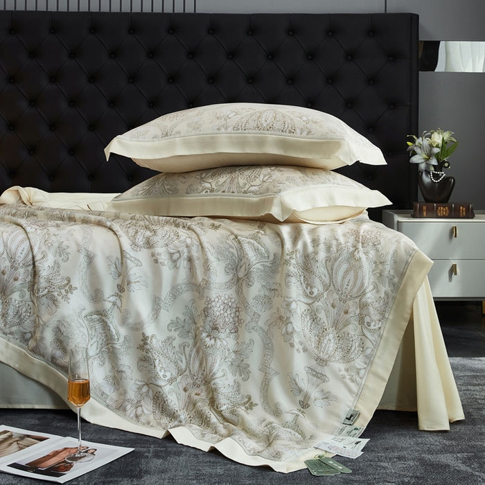 91家纺网 家纺一手货源 找家纺 桂雅居 2025新款60支莱赛尔数码印花蚕丝夏被-蚕小青 悸川-黄