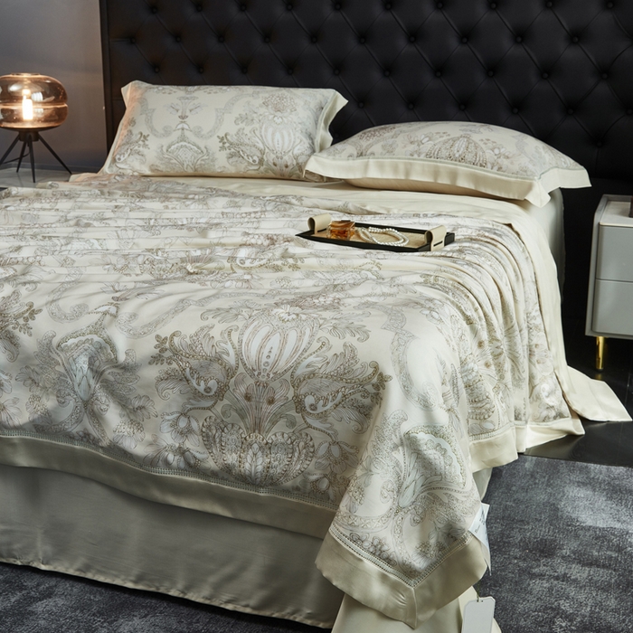 91家纺网 家纺一手货源 找家纺 桂雅居 2025新款60支莱赛尔数码印花蚕丝夏被-蚕小青 悸川-黄