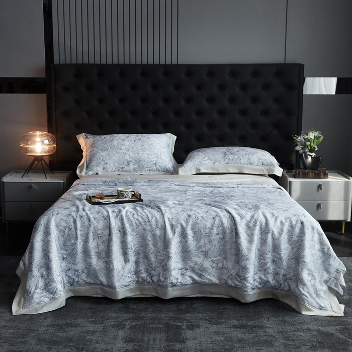 桂雅居 2025新款60支兰莱赛尔数码印花蚕丝夏被-蚕小青 云禾川-兰