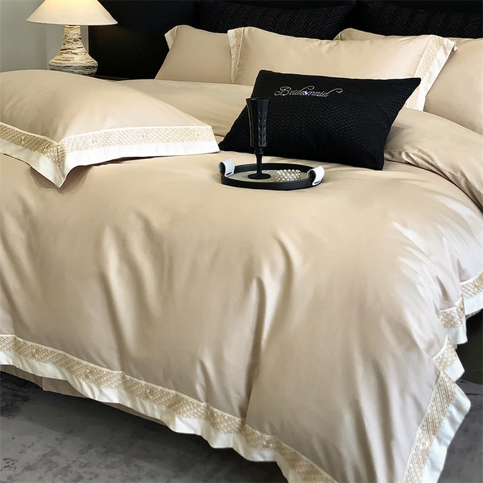 91家纺网 家纺一手货源 找家纺 2025新款全棉长绒棉刺绣四件套-迪克斯 迪克斯-金