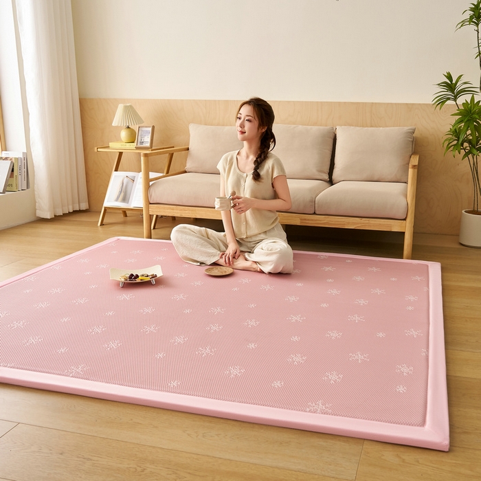 91家纺网 家纺一手货源 找家纺 锦丝钰床垫 2025新款真凉感冰豆豆天鹅系列地垫 冰豆豆-雪花粉