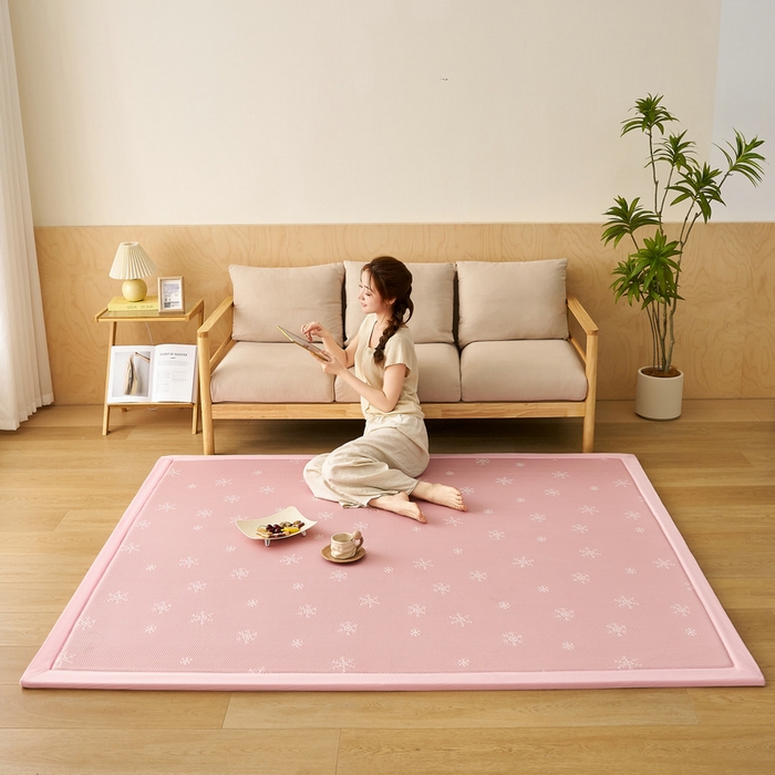 91家纺网 家纺一手货源 找家纺 锦丝钰床垫 2025新款真凉感冰豆豆天鹅系列地垫 冰豆豆-雪花粉