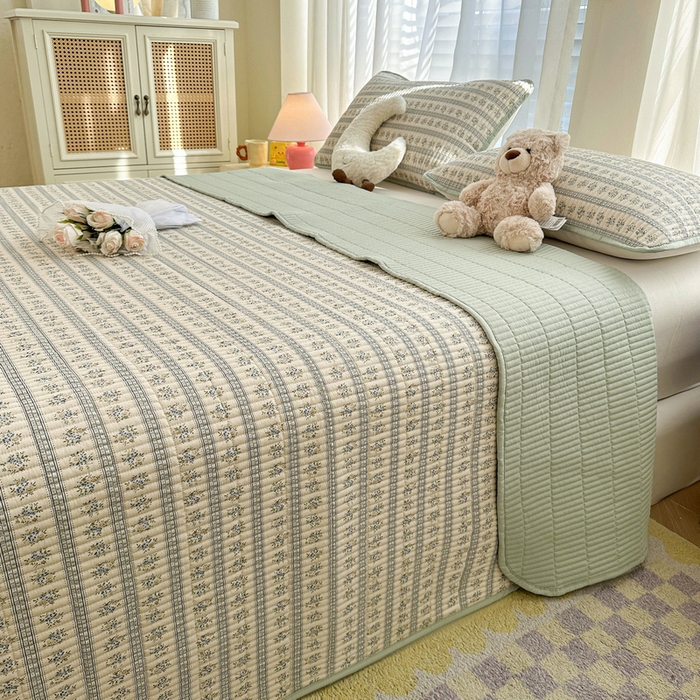 91家纺网 家纺一手货源 找家纺 梵朴 2025新款跑量款纯棉印花床盖三件套 洛可可