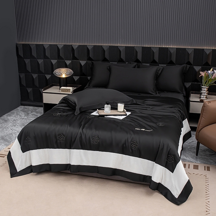 91家纺网 家纺一手货源 找家纺 好阁家纺 2025新款60S夏被 乌木黑