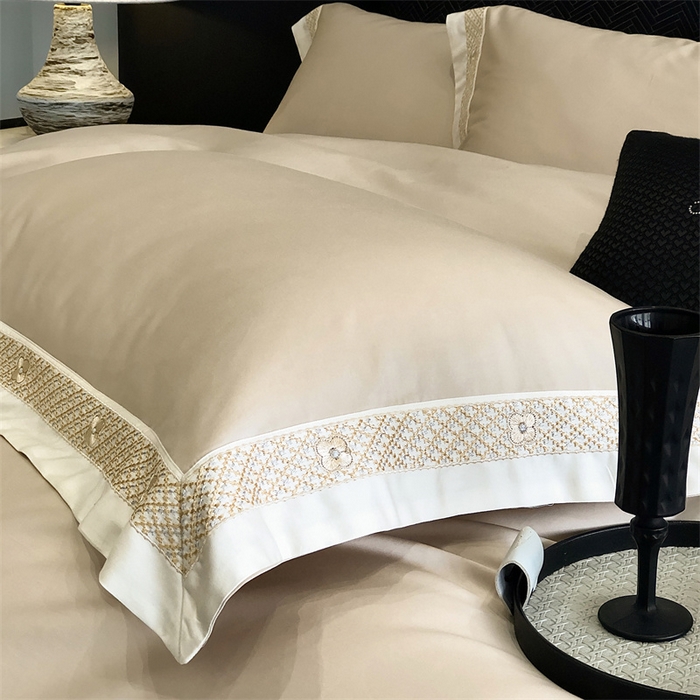 91家纺网 家纺一手货源 找家纺 2025新款全棉长绒棉刺绣四件套-迪克斯 迪克斯-金