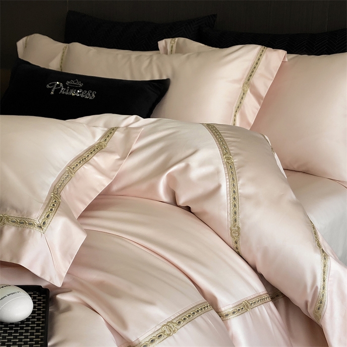 91家纺网 家纺一手货源 找家纺 2025新款全棉长绒棉刺绣四件套-慕研 慕研-粉玉