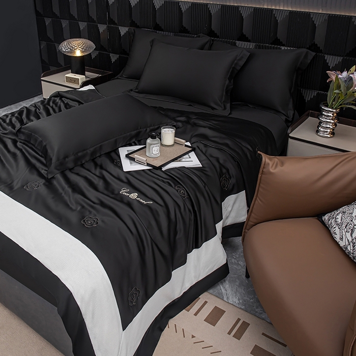 91家纺网 家纺一手货源 找家纺 好阁家纺 2025新款60S夏被 乌木黑