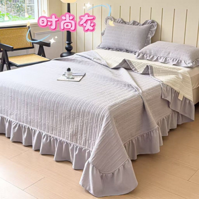 91家纺网 家纺一手货源 找家纺 希朵家纺 2025新款麻夫格床盖三件套