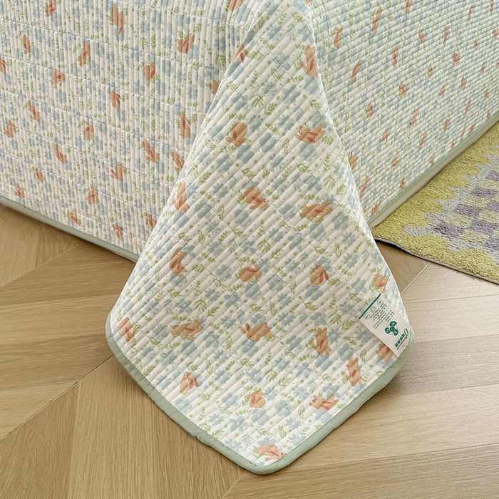 91家纺网 家纺一手货源 找家纺 梵朴 2025新款跑量款纯棉印花床盖三件套 玉兔