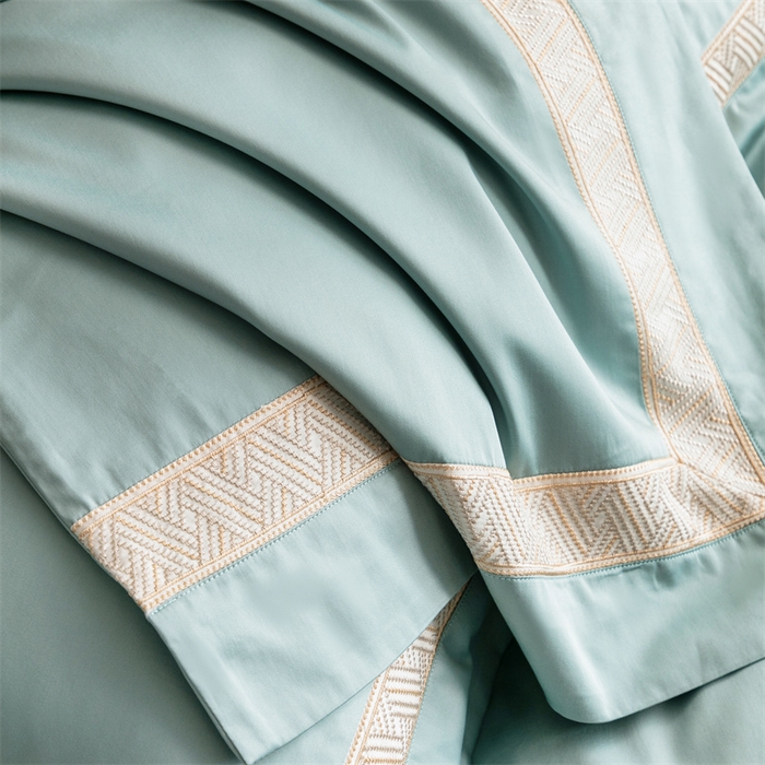 91家纺网 家纺一手货源 找家纺 2025新款全棉长绒棉刺绣四件套-时光 时光-绿