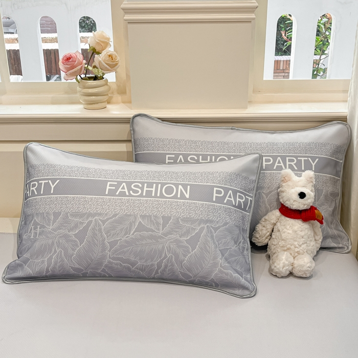 91家纺网 家纺一手货源 找家纺 星座家纺 2025新款斜纹提花凉感丝凉席床笠款三件套 床笠-叶之语-灰