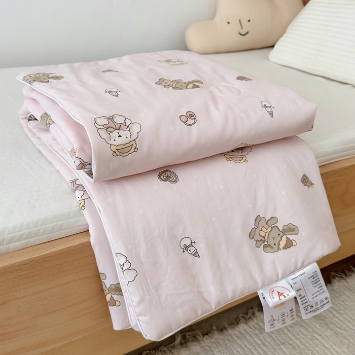 91家纺网 家纺一手货源 找家纺 BOSS 2025新款天丝棉大豆夏凉被夏被空调被儿童盖毯 布偶熊粉