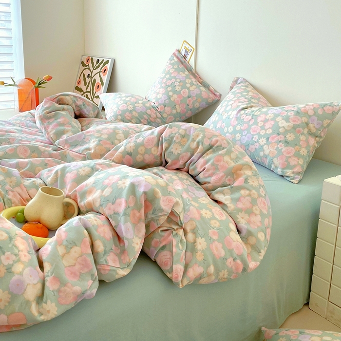 91家纺网 家纺一手货源 找家纺 于果 2025新款全棉双层纱四件套第四批 手捧玫瑰