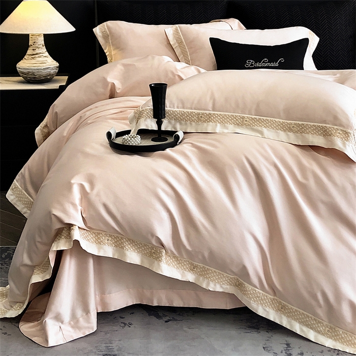 91家纺网 家纺一手货源 找家纺 2025新款全棉长绒棉刺绣四件套-迪克斯 迪克斯-粉