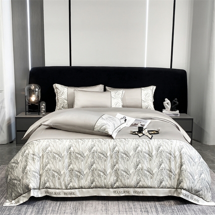 91家纺网 家纺一手货源 找家纺 花愿（原花纪） 2025新款水洗冰丝印花四件套 西雅图 山灰