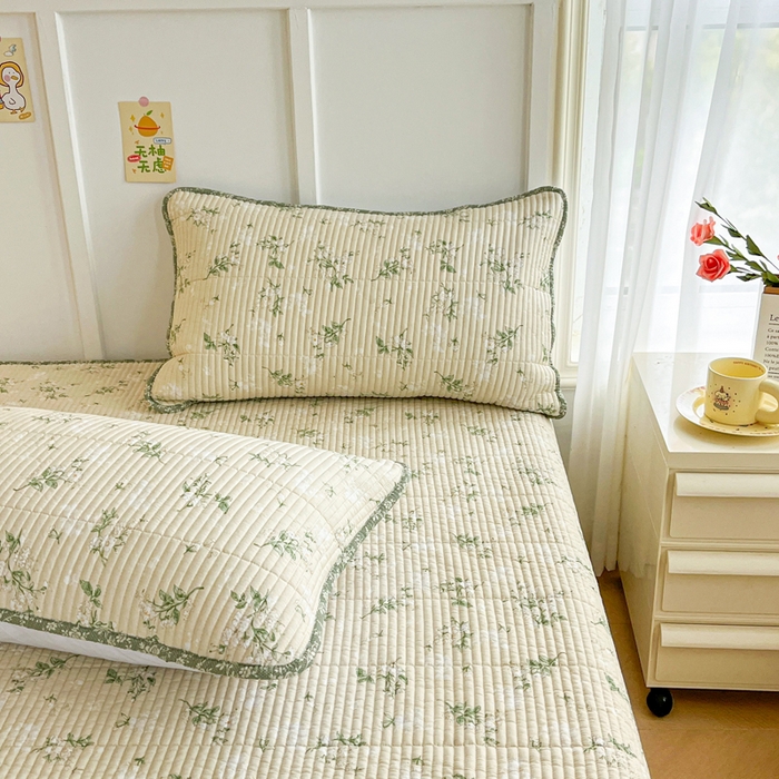 91家纺网 家纺一手货源 找家纺 梵朴 2025新款跑量款纯棉印花床盖三件套 茶艺师