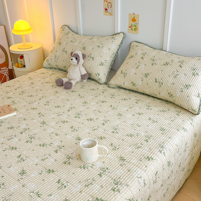 91家纺网 家纺一手货源 找家纺 梵朴 2025新款跑量款纯棉印花床盖三件套 茶艺师