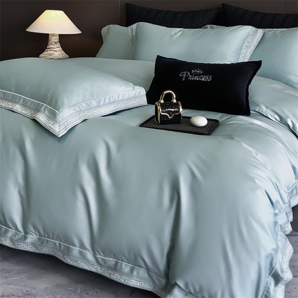 2025新款全棉长绒棉刺绣四件套-迷宫 迷宫-翠绿