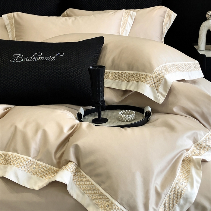 91家纺网 家纺一手货源 找家纺 2025新款全棉长绒棉刺绣四件套-迪克斯 迪克斯-金