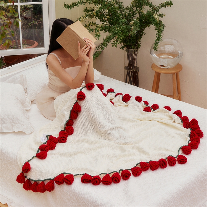 91家纺网 家纺一手货源 找家纺 （总）暖绵绵2025新款玫瑰花束毯-桑薇最低零售价168元