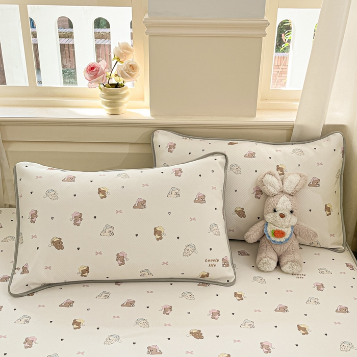 91家纺网 家纺一手货源 找家纺 星座家纺 2025新款斜纹提花凉感丝凉席床笠款三件套 床笠-游园会