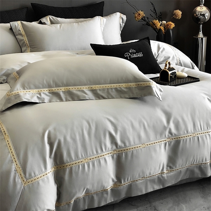 91家纺网 家纺一手货源 找家纺 2025新款全棉长绒棉刺绣四件套-慕研 慕研-灰