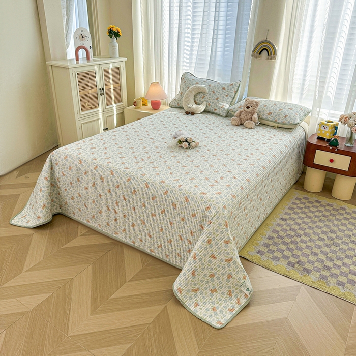 91家纺网 家纺一手货源 找家纺 梵朴 2025新款跑量款纯棉印花床盖三件套 玉兔