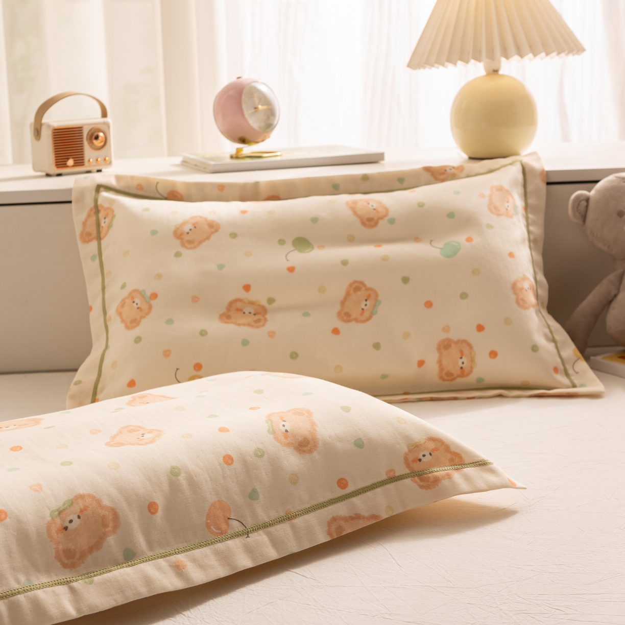 91家纺网 家纺一手货源 找家纺 （总）萌番宝 2025新款A类全棉纯棉水洗双层纱卡通儿童单枕套信封枕单枕套 枕套单件