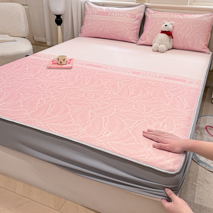 91家纺网 家纺一手货源 找家纺 （总）星座家纺 2025新款斜纹提花凉感丝凉席床笠款三件套