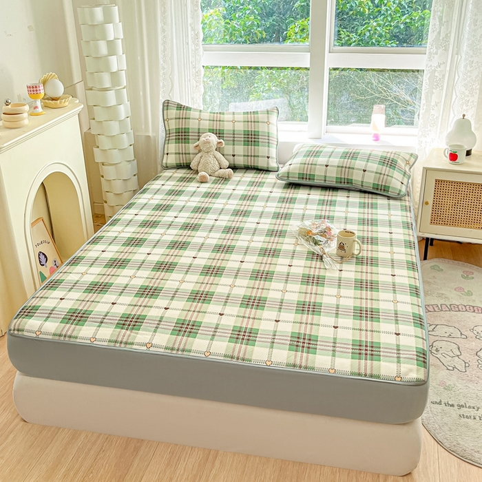 91家纺网 家纺一手货源 找家纺 星座家纺 2025新款斜纹提花凉感丝凉席床笠款三件套 床笠-水木年华