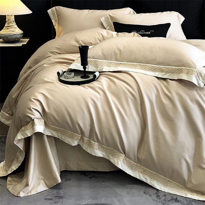 91家纺网 家纺一手货源 找家纺 2025新款全棉长绒棉刺绣四件套-迪克斯 迪克斯-金