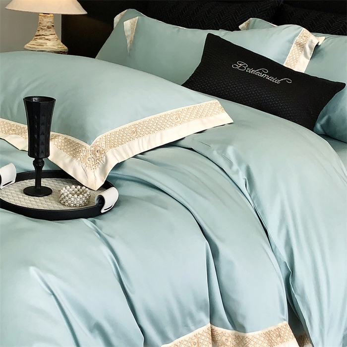 91家纺网 家纺一手货源 找家纺 2025新款全棉长绒棉刺绣四件套-迪克斯 迪克斯-绿