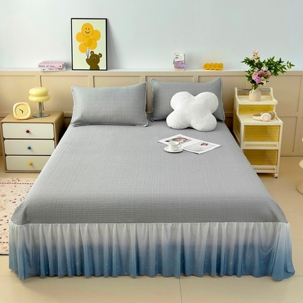 91家纺网 家纺一手货源 找家纺 （总）情煊 2025新款a类凉感冰豆豆床裙冰豆豆凉席床盖