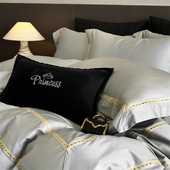 91家纺网 家纺一手货源 找家纺 2025新款全棉长绒棉刺绣四件套-慕研 慕研-灰