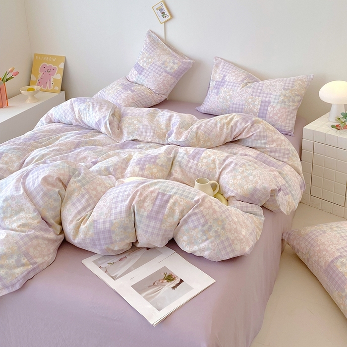 91家纺网 家纺一手货源 找家纺 于果 2025新款全棉双层纱四件套第四批 山花浪漫