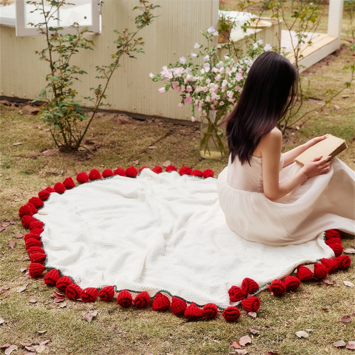 91家纺网 家纺一手货源 找家纺 （总）暖绵绵2025新款玫瑰花束毯-桑薇最低零售价168元