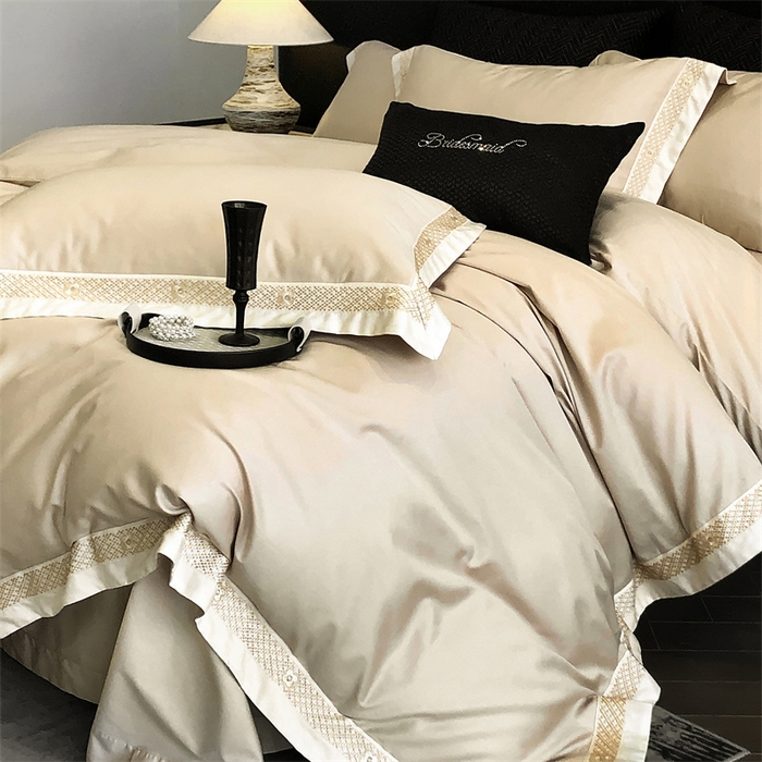 91家纺网 家纺一手货源 找家纺 2025新款全棉长绒棉刺绣四件套-迪克斯 迪克斯-金