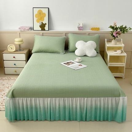 91家纺网 家纺一手货源 找家纺 （总）情煊 2025新款a类凉感冰豆豆床裙冰豆豆凉席床盖