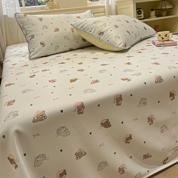 91家纺网 家纺一手货源 找家纺 星座家纺 2025新款斜纹提花凉感丝凉席床单款三件套 游园会