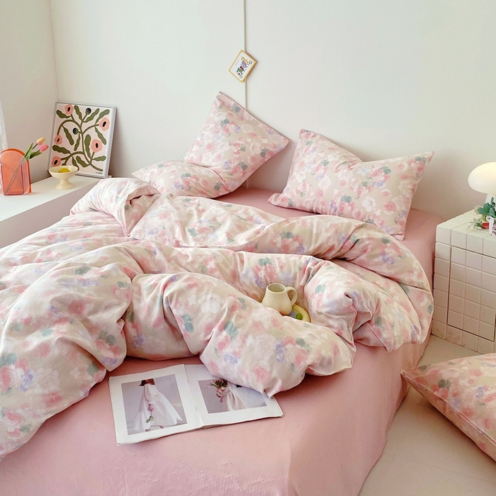 91家纺网 家纺一手货源 找家纺 于果 2025新款全棉双层纱四件套第四批 潮汐月影